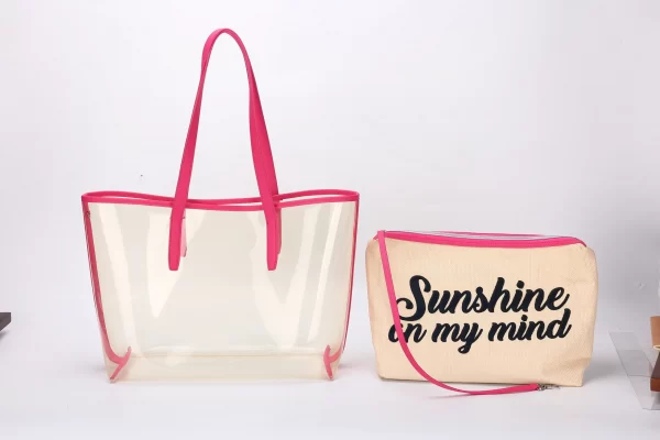 19.2 in 1 Beach tote bag Jute+PVC JB032 - Image 2