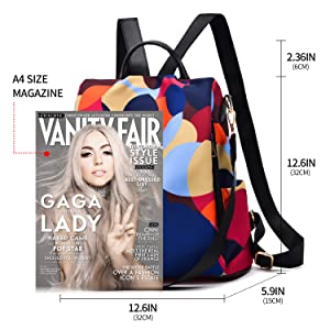 size of a bag shown with magazine